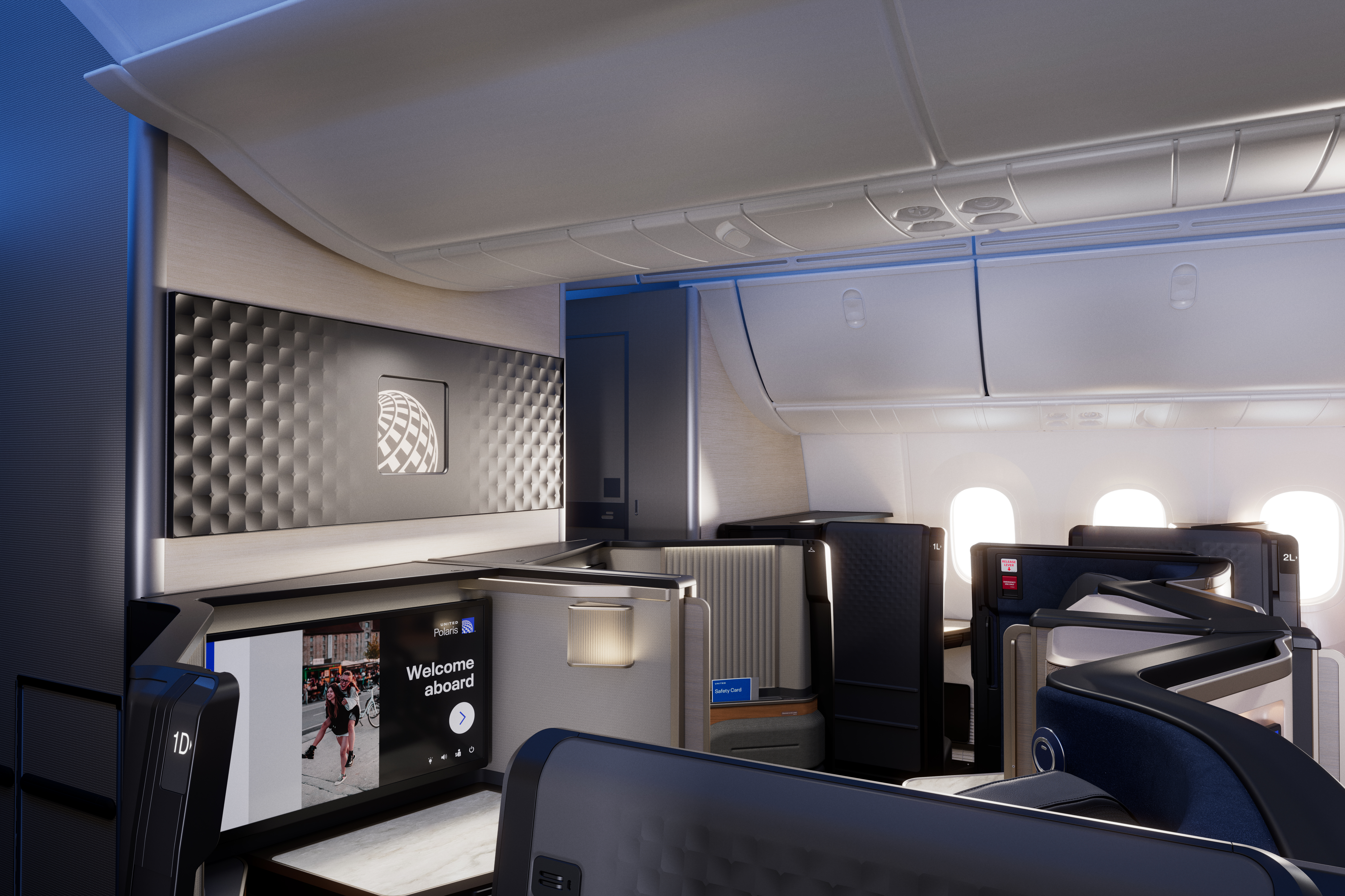 intérieur avion United Airlines