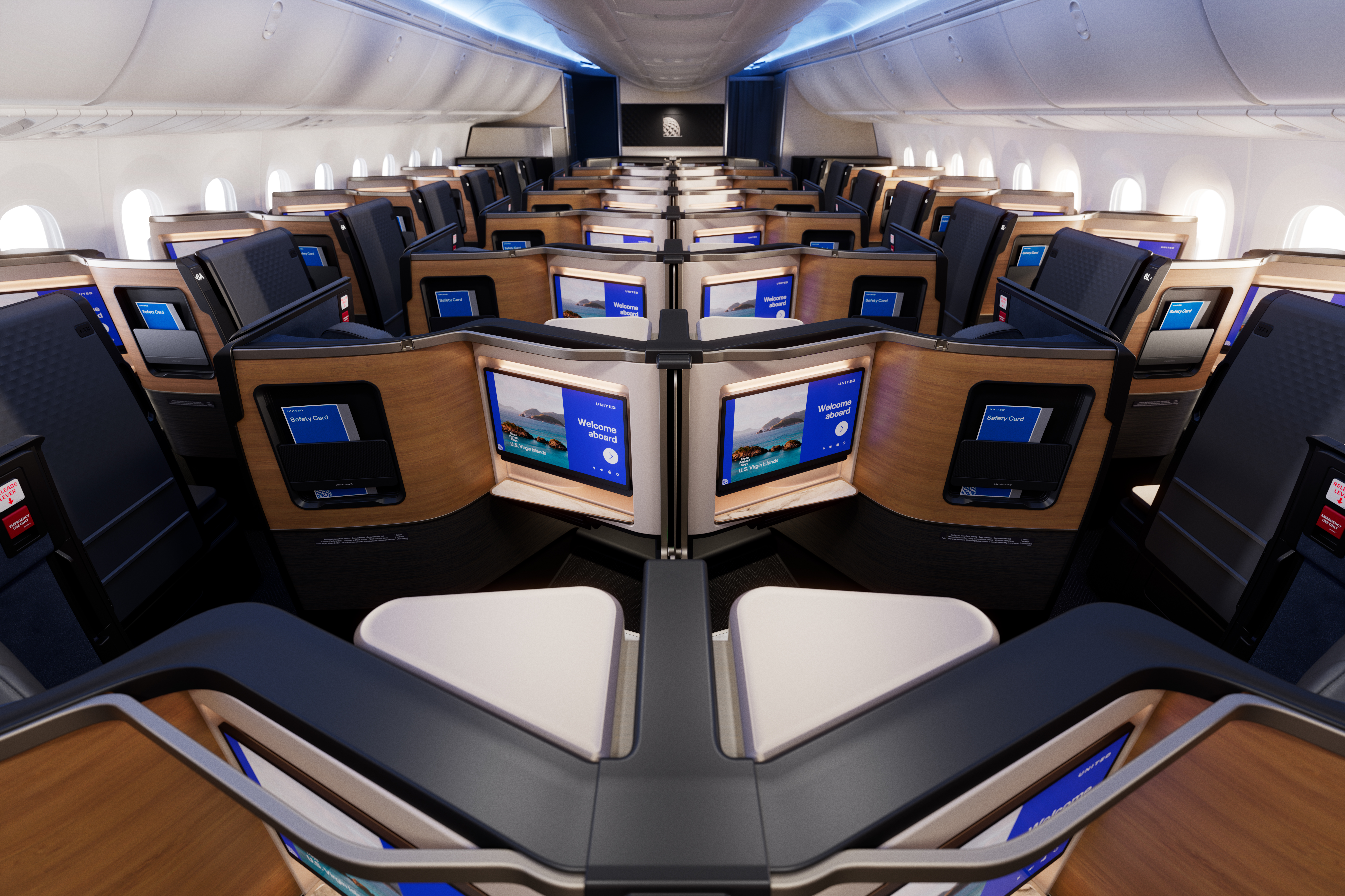 intérieur avion United Airlines