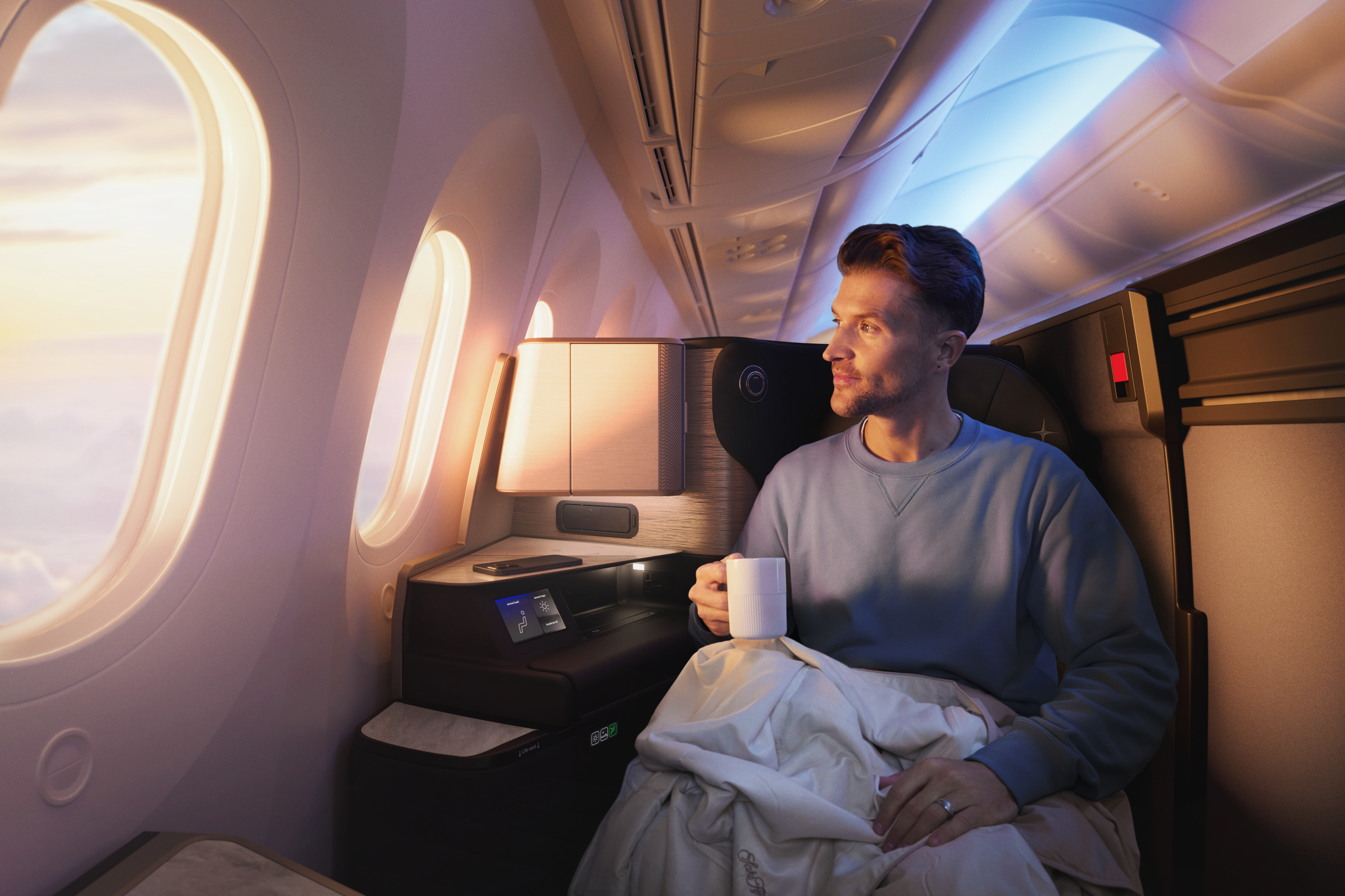 intérieur avion United Airlines