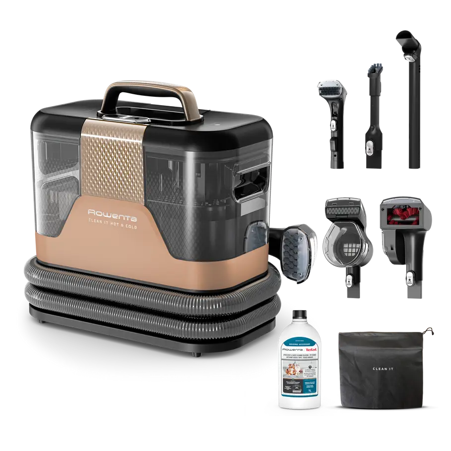 Le Clean It Hot & Cold associe vaporisation, brossage et aspiration.