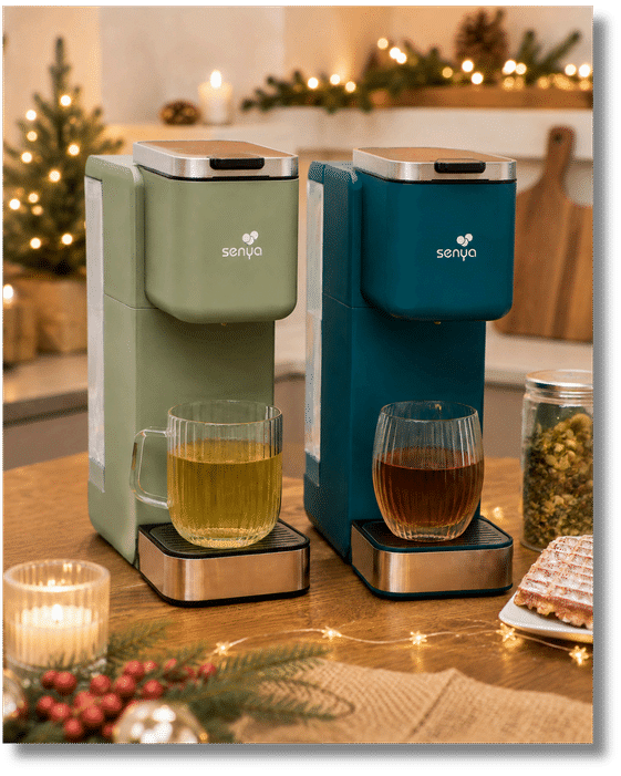 VUE D'ENSEMBLE DE LA MACHINE TEA TIME PRO EN DEUX COULEURS COULEURS POUR NOËL 2026