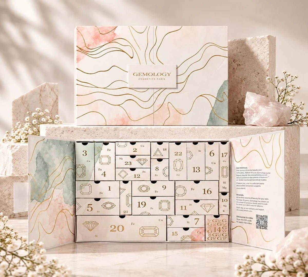 Vue d'ensemble du design des produits Gemology Cosmetics