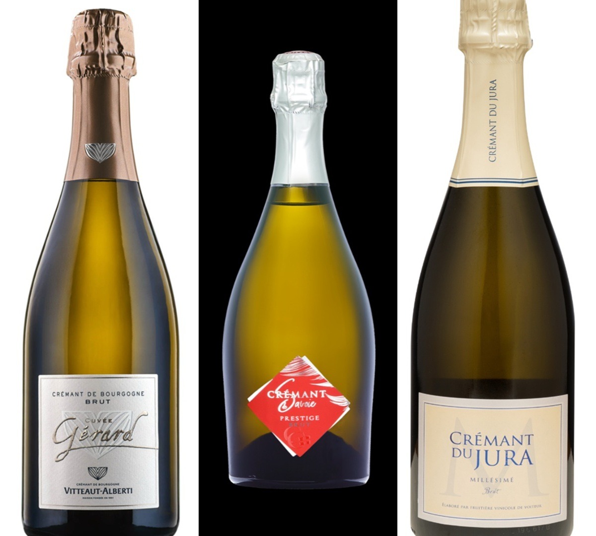 gros plans des crémants/vins à choisir cet hiver. crémant du jura - crémant de la Savoir- Crémant de Bourgogne
