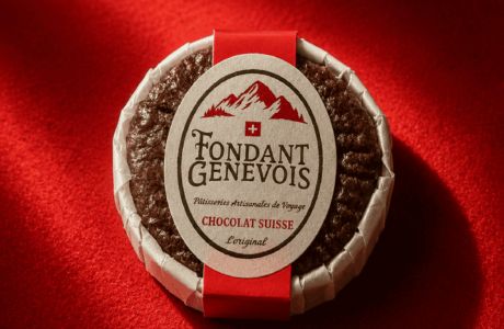 Chocolat suisse, vue de haut de70g dans une boîte peuplier