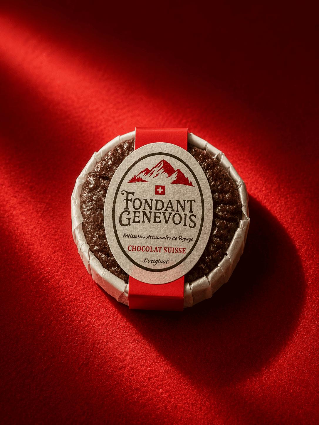 Chocolat suisse, vue de haut de70g dans une boîte peuplier